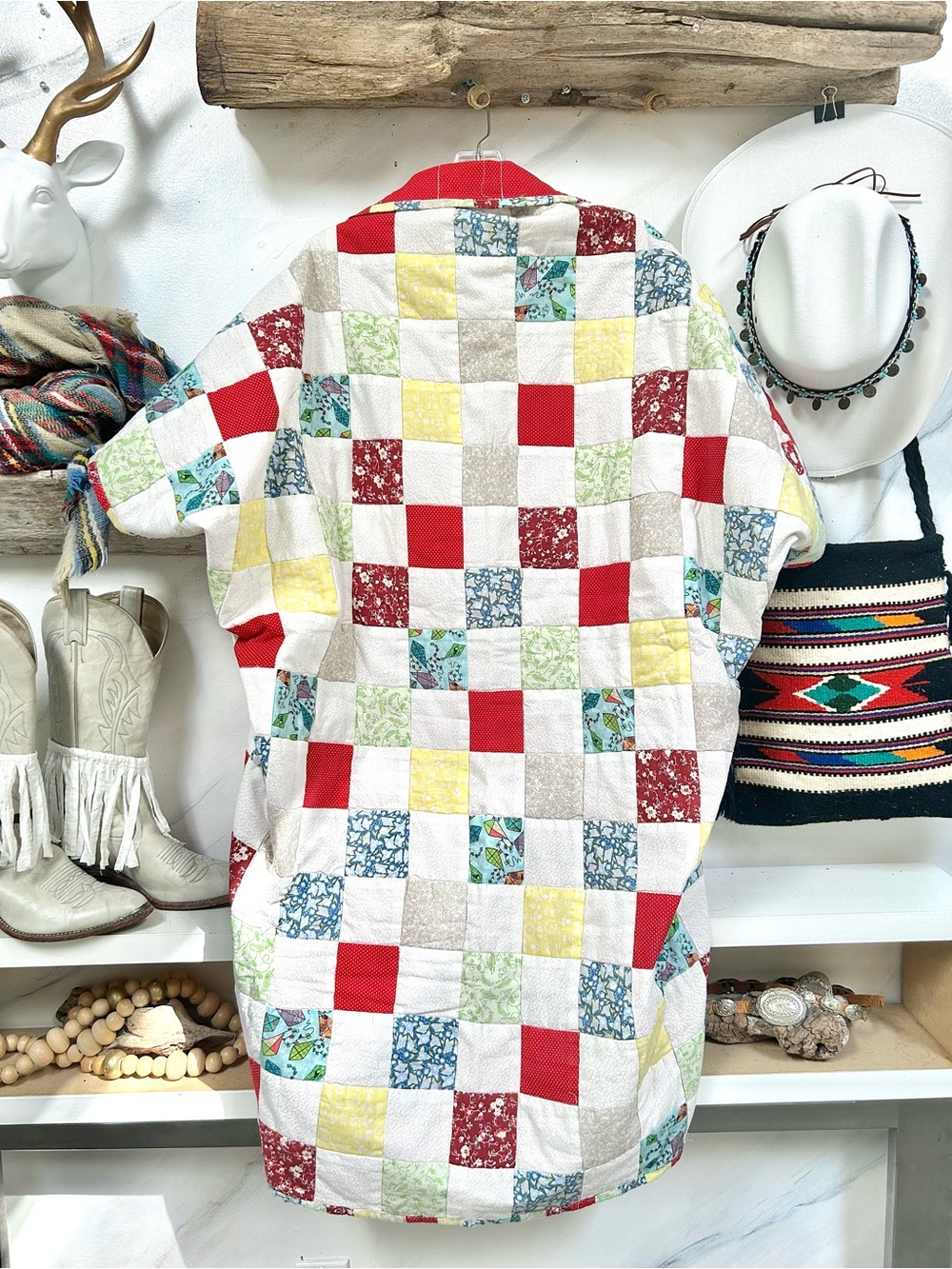 Quilted Duster patchwork Cocoon kimono shrug granny cabin cottagecore farmhouse